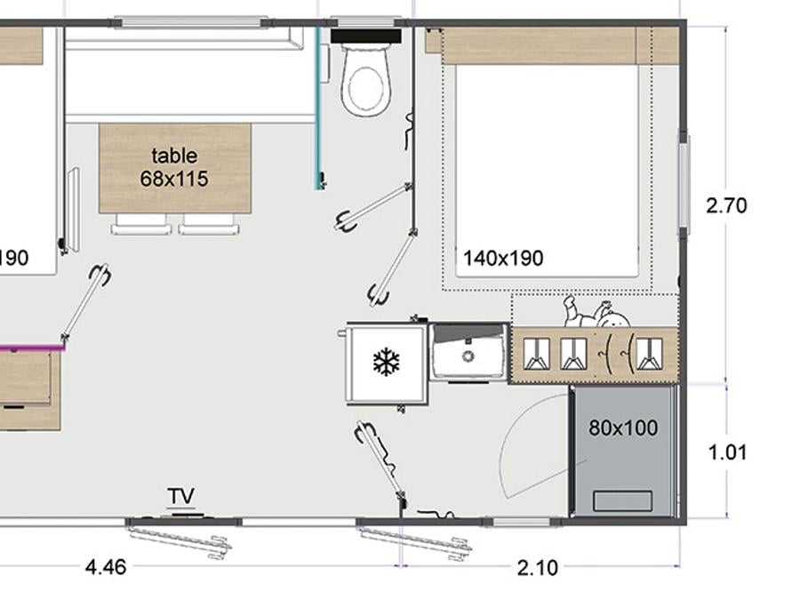Mobilhome 4 personnes - Mobil-home Timoé Lodge - 2 chambres - 29.50m² 4 pers 13