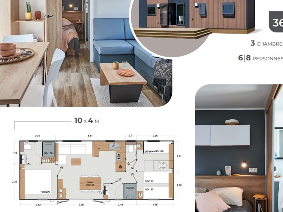 Mobilhome 12 personnes - Mobile Home Tropical Lodge Family AVEC JACUZZI- 36.80 m²/MH - 6 Ch/12 pers - TRIBU XXL 12 pers 10