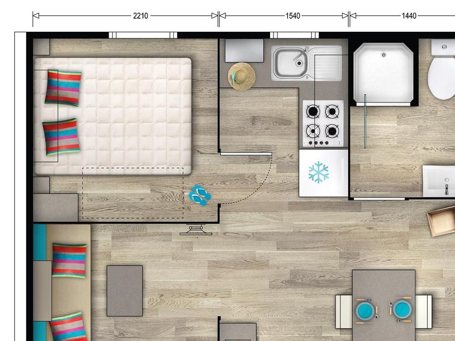 Mobilhome 2 personnes - Mobil-home Nai'A - 1 chambre - 20m² 2 pers 10