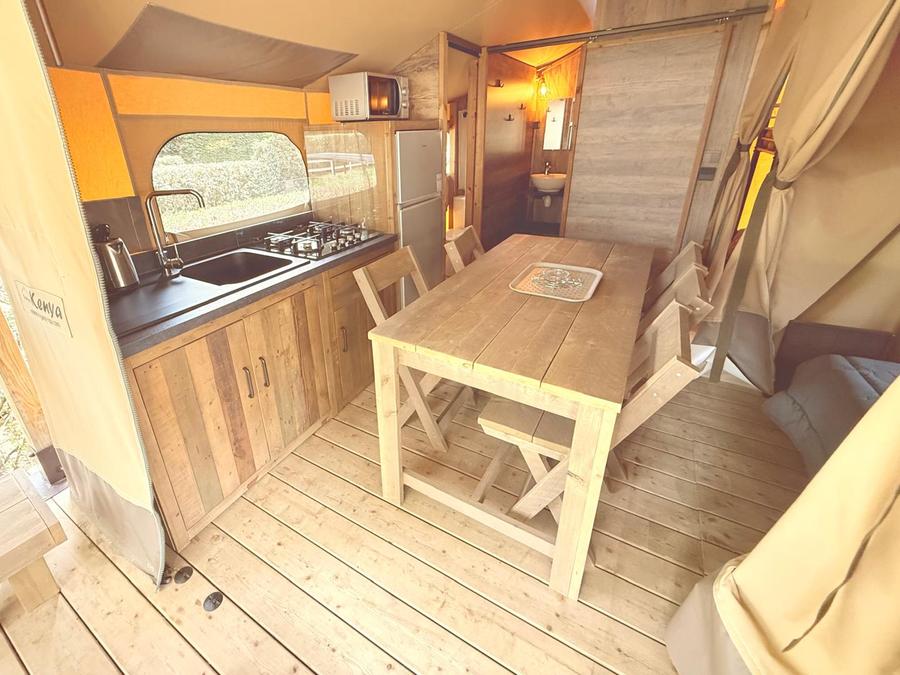 Tente en toile et en bois 5 personnes - Kabane Lodge 34 m² 2