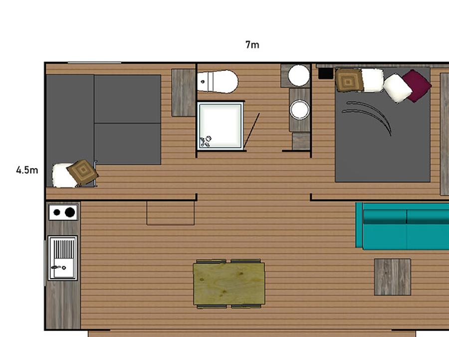 Tente en toile et en bois 5 personnes - Kabane Lodge 34 m² 7