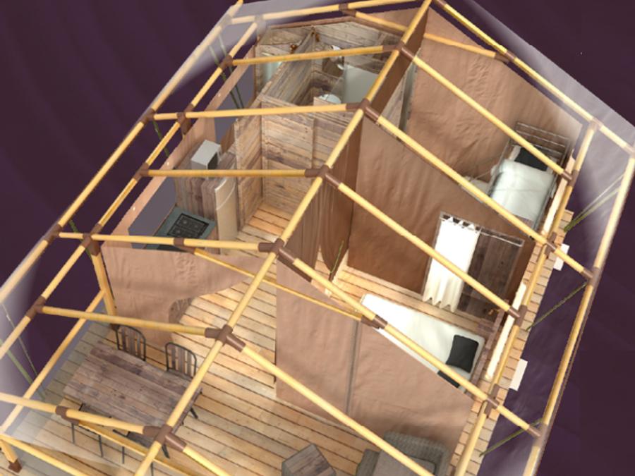 Tente en toile et en bois 5 personnes - Kabane Lodge 34 m² 14