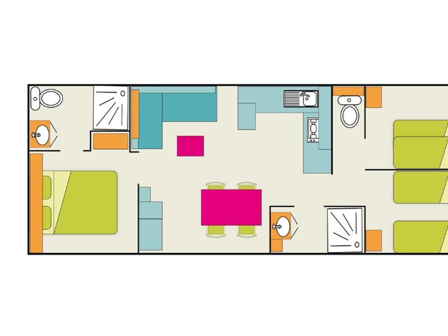 Mobilhome 6 personnes - Privilège 3 37m² 2 salles de bain 6