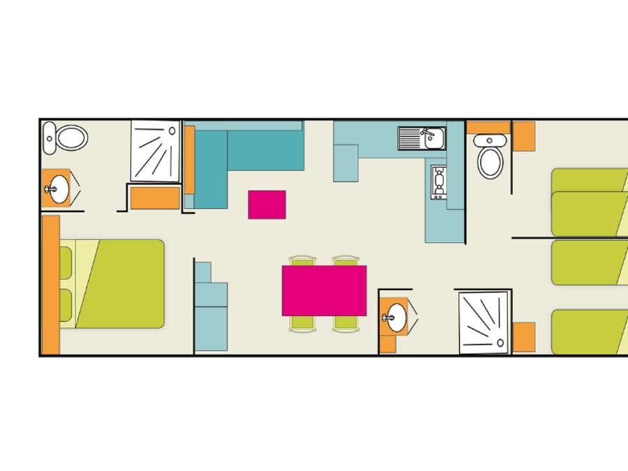 Mobilhome 6 personnes - Mobil home Privilège 3 37m² 2 salles de bain avec Spa 8