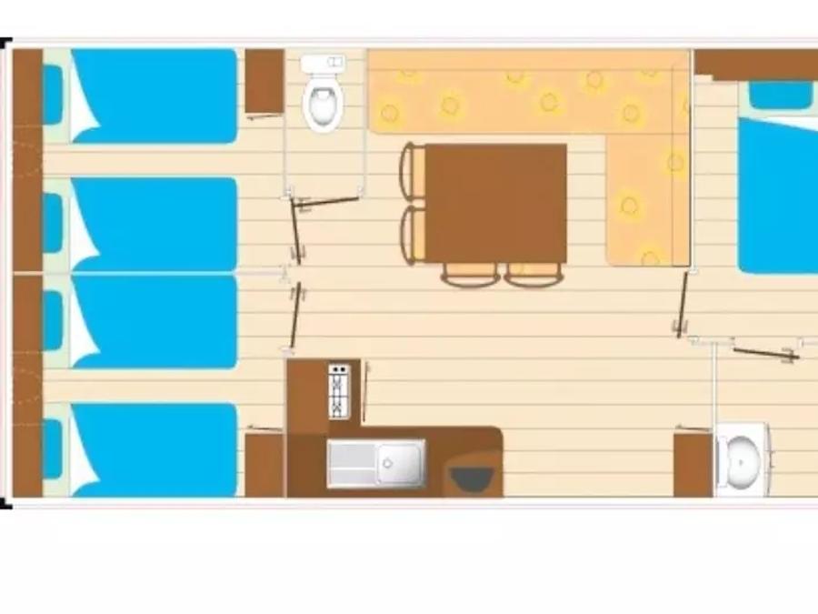 Mobilhome 6 personnes - 4 Pièces 6 Personnes + TV 2