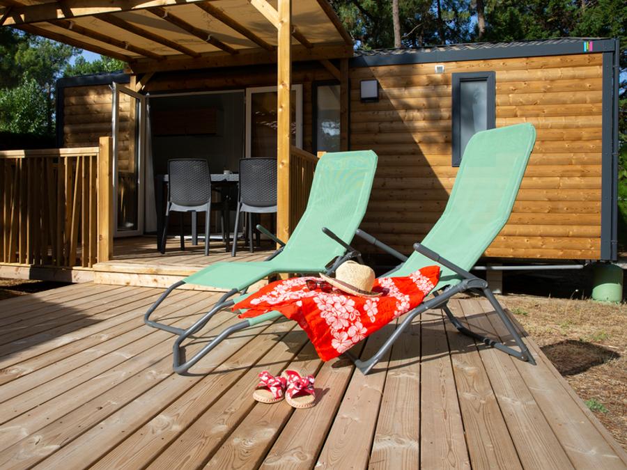 Mobilhome 4 personnes - BAHIA BOIS 29m² - 2 chambres avec une terrasse bois couverte et une terrasse solarium 0