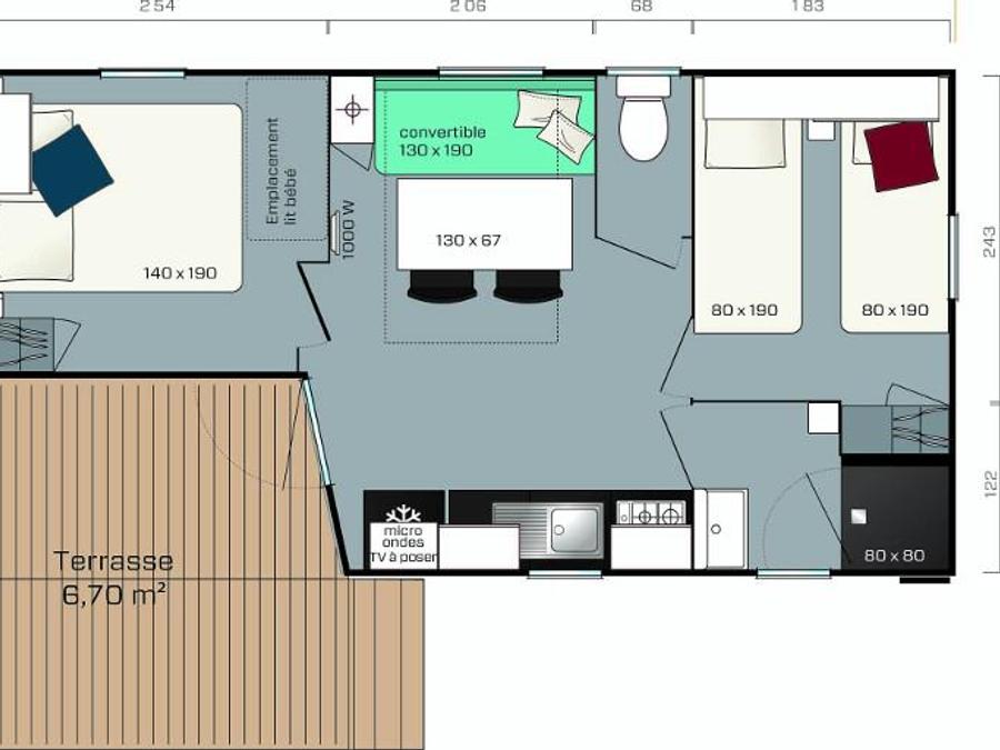 Mobilhome 4 personnes - L'Ecrin 2ch. 4 pers 9