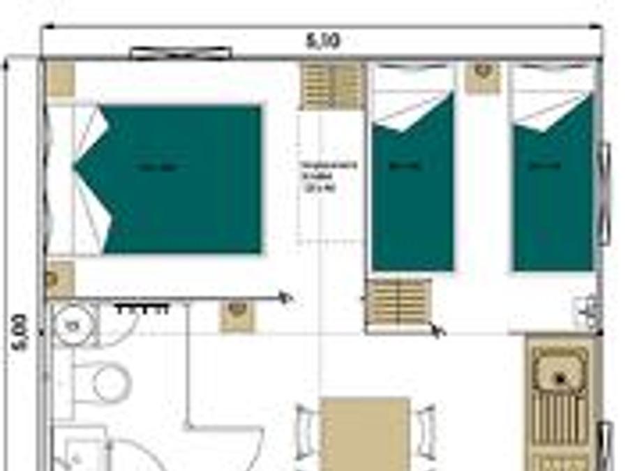 Tente en toile et en bois 5 personnes - Le Lodge Oulébo 2ch. 5 pers 10