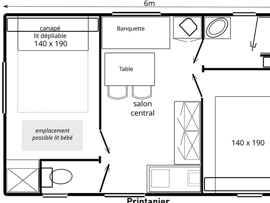 Mobilhome 2 personnes - Le printanier 1ch. 2 pers 7
