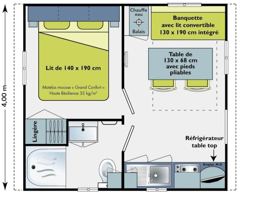 Mobilhome 2 personnes - MOBIL-HOME 1 CHAMBRE TERRASSE 16-20m² 2 pers 3