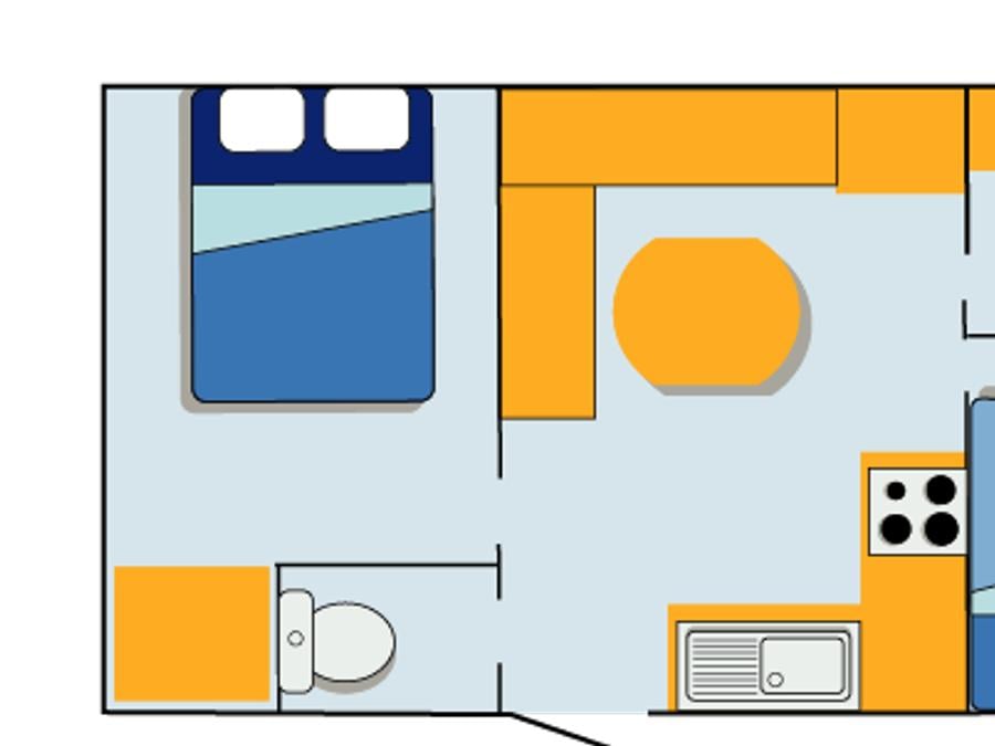 Mobilhome 4 personnes - Mobil-home Confort 27m² - 2 chambres + Terrasse couverte + TV 4 pers 7