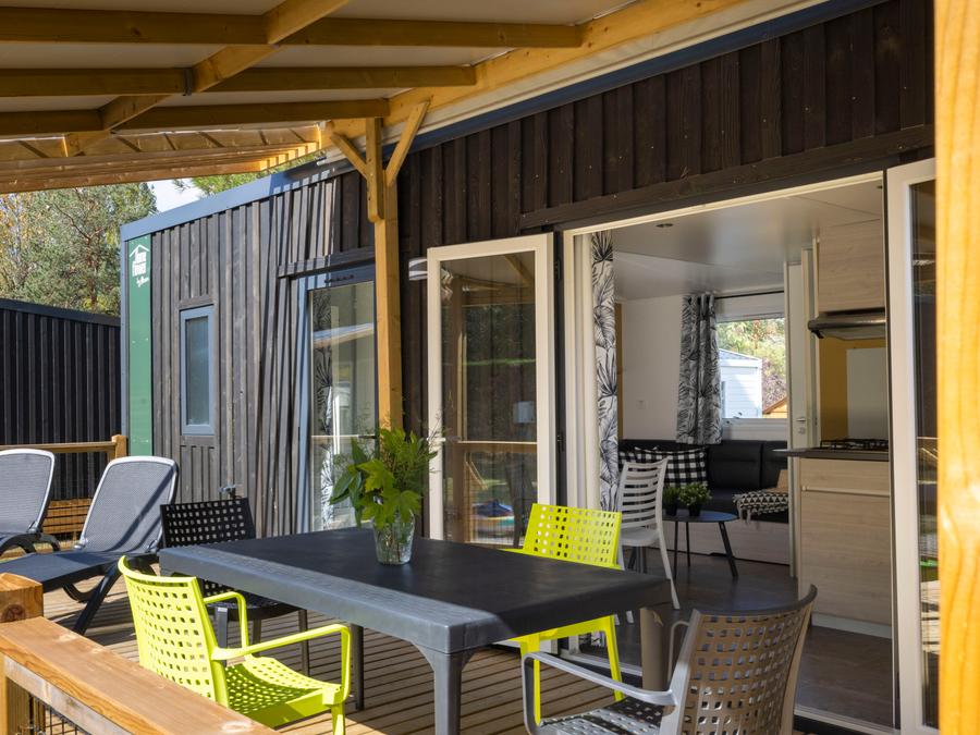 Mobilhome 4 personnes - Homeflower Premium 29m² (2ch) + TV + LV + Terrasse couverte + Draps Inclus + CLIM + Quartier piéton 4 pers 0