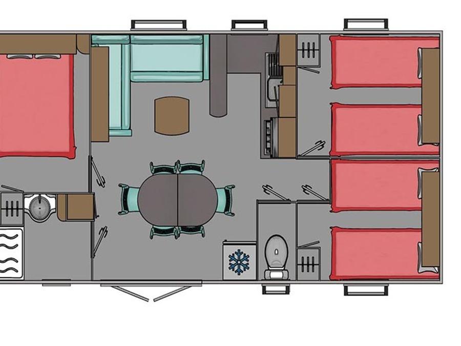 Mobilhome 8 personnes - CONFORT - Mobil-home Embruns 33 m² - 3 chambres 6/8 pers 4