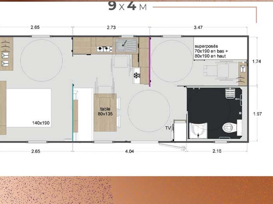 Mobilhome 4 personnes - LODGE PMR TV 4 personnes 4 pers 2