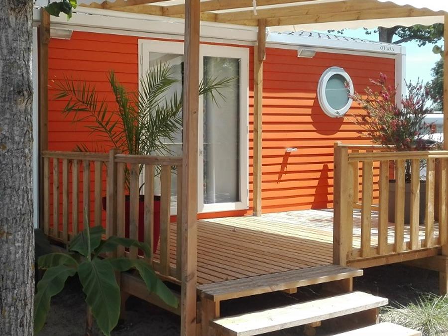 Mobilhome 5 personnes - Cottage PITAYA - 28m² - terrasse bois semi-couverte - 2 chambres 4/5 pers 6