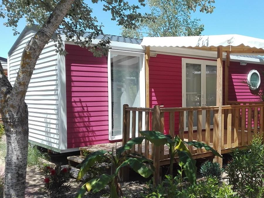 Mobilhome 5 personnes - Cottage PITAYA - 28m² - terrasse bois semi-couverte - 2 chambres 4/5 pers 7