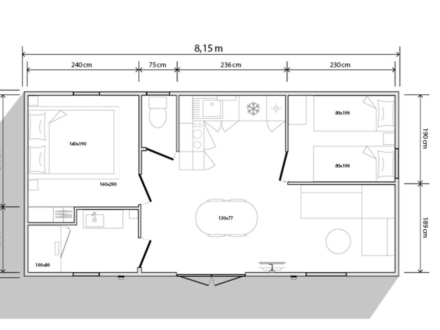 Mobilhome 4 personnes - Cottage TERRE ET MER - 30m² - terrasse bois semi-couverte - 2 chambres - 4 pers 20
