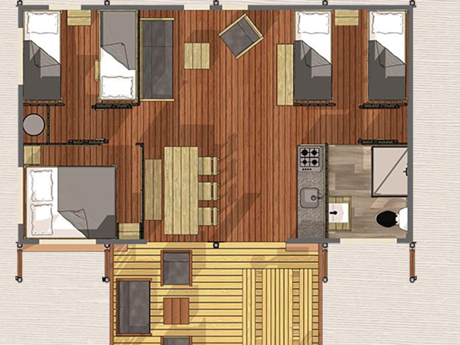 Tente en toile et en bois 7 personnes - Safari Lodge 4