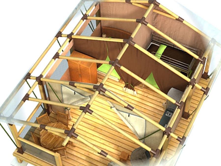 Tente en toile et en bois 5 personnes - Grande Lodge Nature et Luxe 2