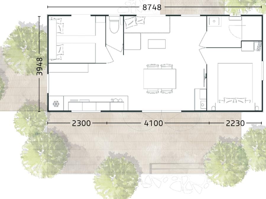 Mobilhome 5 personnes - Premium Jardin -33m² - 2 ch 2