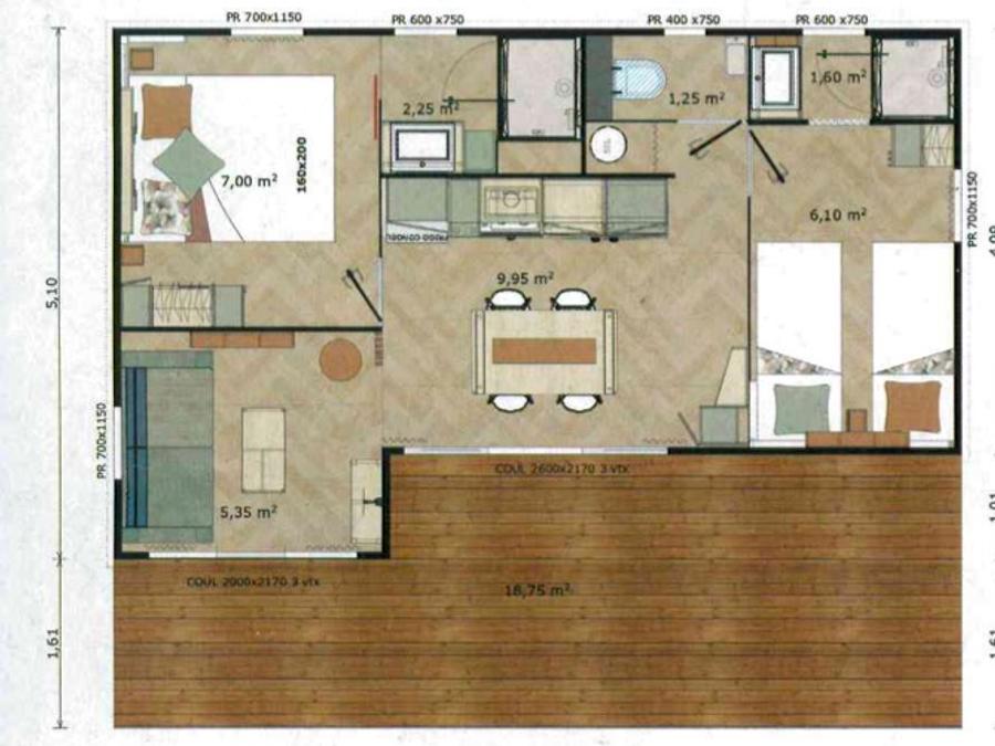 Chalet 6 personnes - Badiane Climatisé Premium 2 chambres - 2 salles de bain + Terrasse 19m² 9
