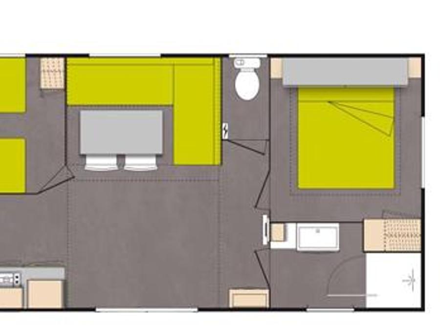 Mobilhome 5 personnes - Mobil-home Confort 29m² (2 chambres ) + Terrasse couverte + Clim 1