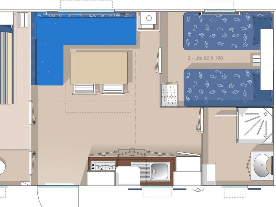 Mobilhome 4 personnes - Cottage Acapulco 4 pers 2 Ch 1 Sdb ** 3