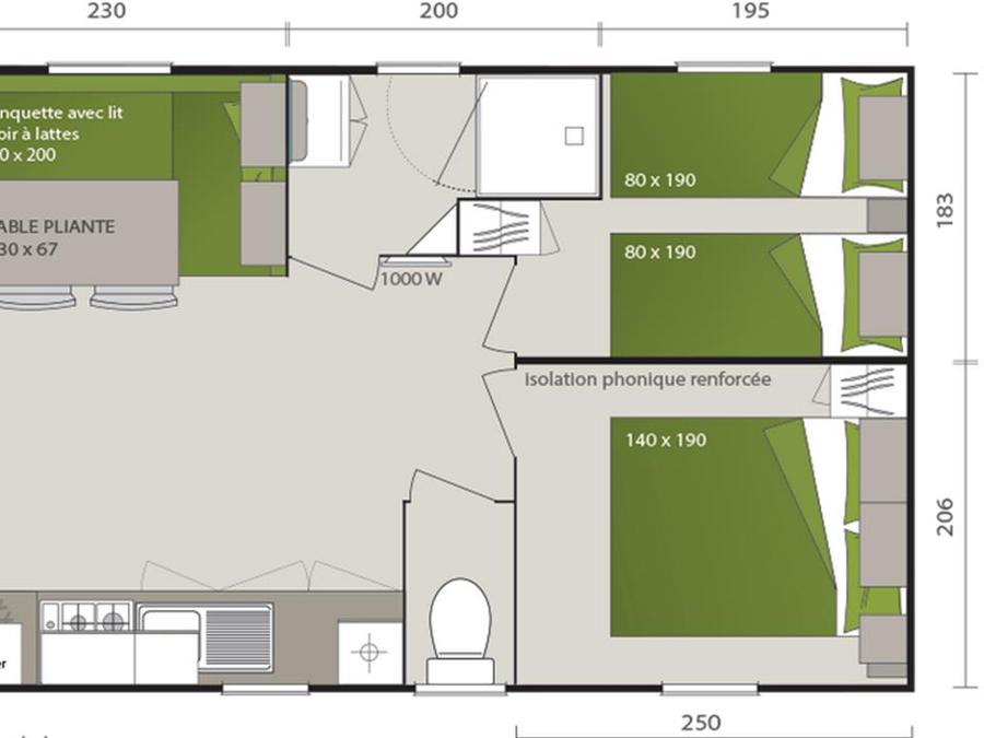 Mobilhome 4 personnes - Confort 2 Chambres Bay - Terrasse intégrée 3
