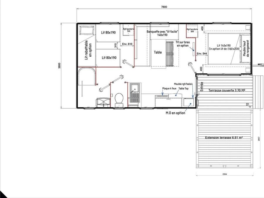 Mobilhome 4 personnes - Classique 2 chambres terrasse semi intégrée 3