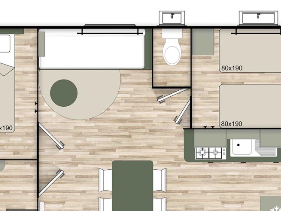 Mobilhome 4 personnes - Mobilhome Triga 2 chambres 3