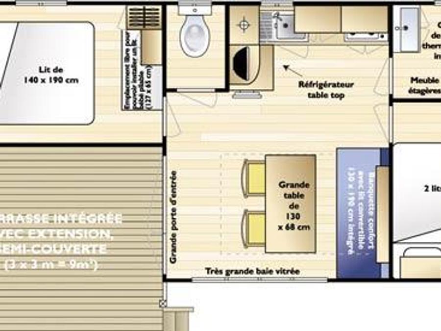 Mobilhome 5 personnes - Loggia 26 m² (2ch - 4/5 pers) + TV 11