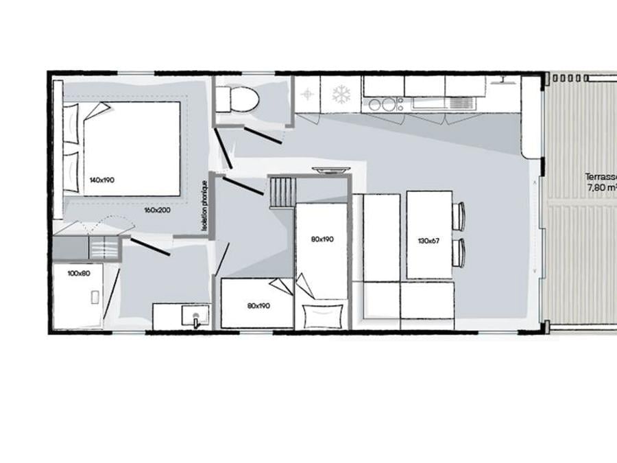 Mobilhome 4 personnes - Mobil-home LIVING - 28m² 4