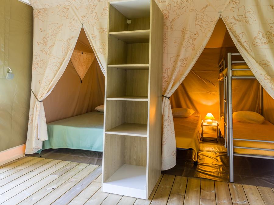 Tente en toile et en bois 5 personnes - Tente Lodge Canada 2 chambres 3