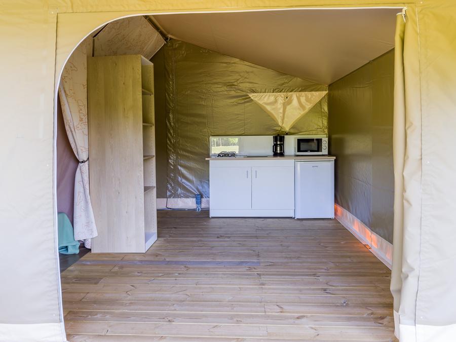 Tente en toile et en bois 4 personnes - Tente Lodge Canada 2 chambres 2
