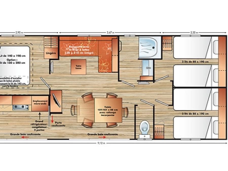 Mobilhome 6 personnes - Mobilhome RIVIERA 35m² CLIMATISÉ + terrasse semi-couverte 15m² 0