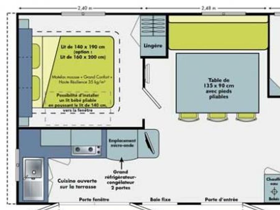 Mobilhome 6 personnes - Confort + 32 m² - 3 chambres - climatisation 7