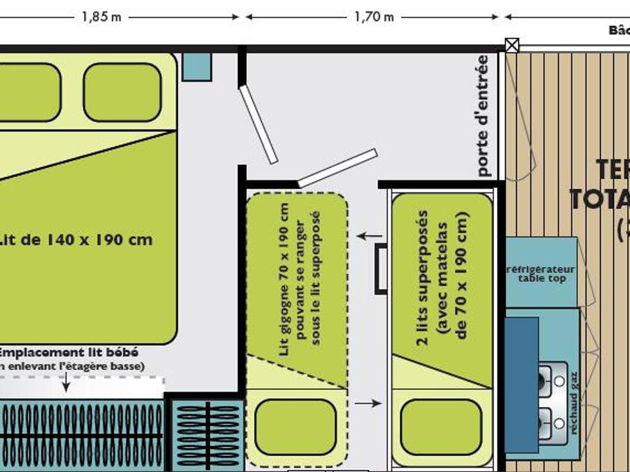Mobilhome 5 personnes - Vacanciale 20 m² - 2 chambres sans sanitaires 5