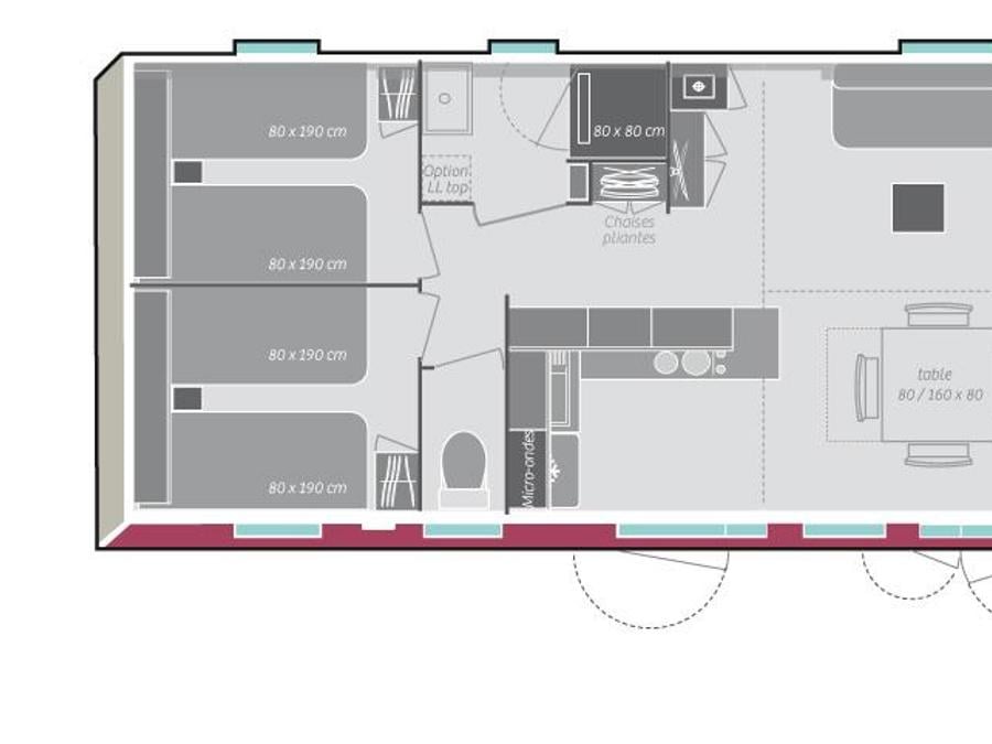 Mobilhome 8 personnes - Mobil-home Premium K 40 m² - 3 chambres - climatisation 4