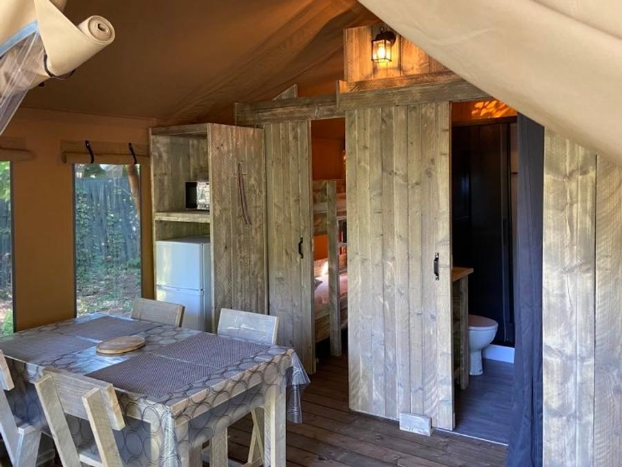 Tente en toile et en bois 4 personnes - Tente Lodge 2 chambres 2