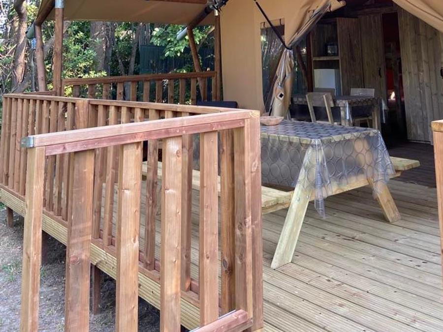 Tente en toile et en bois 4 personnes - Tente Lodge 2 chambres 0