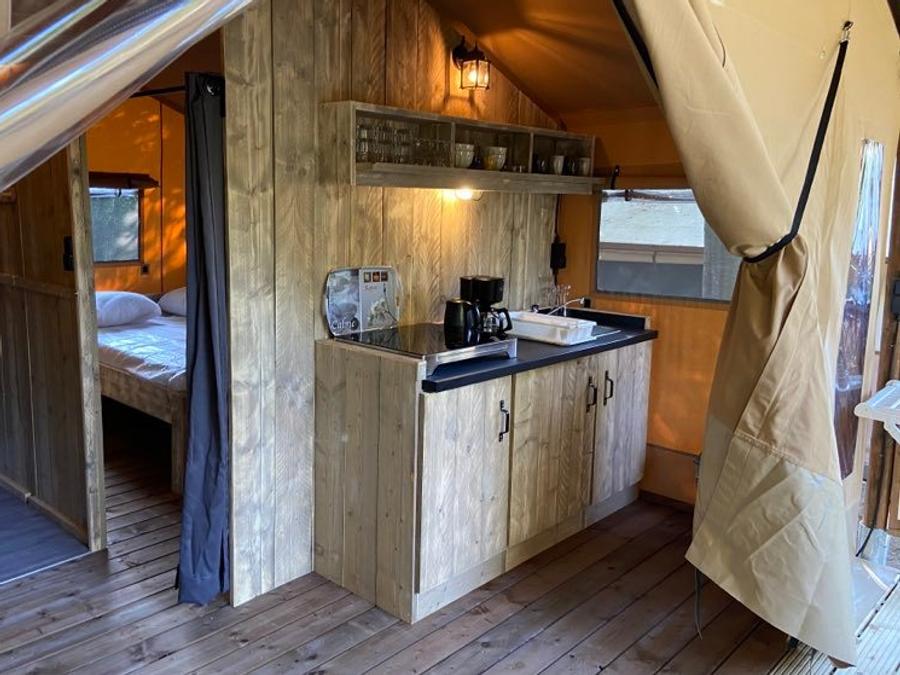 Tente en toile et en bois 4 personnes - Tente Lodge 2 chambres 1