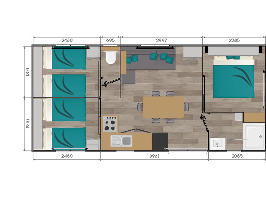 Mobilhome 6 personnes - COUSERANS avec terrasse couverte 4
