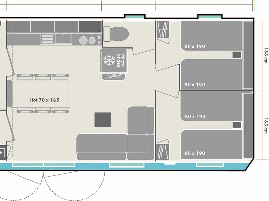 Mobilhome 6 personnes - 3 chambres MARMOTTE TV LV Terrasse semi-couverte 4