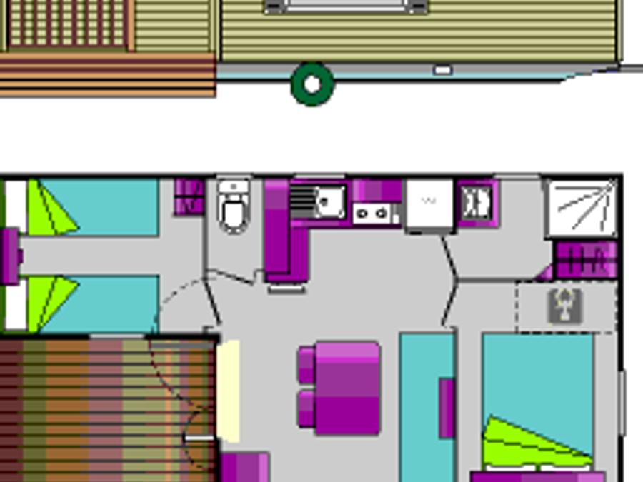 Mobilhome 4 personnes - Loggia 31m², 2 chambres, terrasse Loggia intégrée, climatisation 8