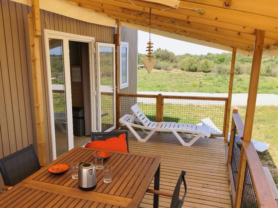 Mobilhome 6 personnes - Top Espace premium 32m², 3 chambres, terrasse couverte 15m² + TV + Lave vaisselle + climatisation 1