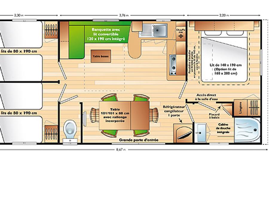 Mobilhome 6 personnes - Tribu 3 chambres 4