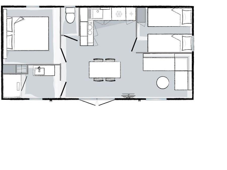 Mobilhome 4 personnes - Moorea 52 m² - 3 pièces - 2 chambres - Jacuzzi privatif - Climatisation 7