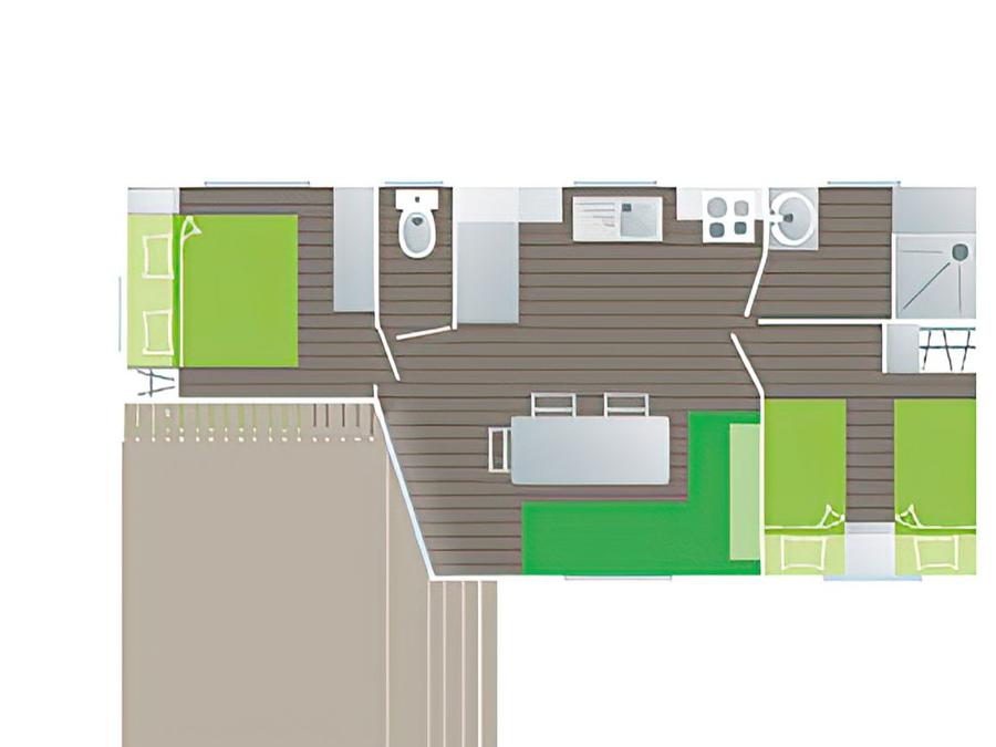 Mobilhome 4 personnes - Mobil Home 2 chambres Argent (Trigano) 5