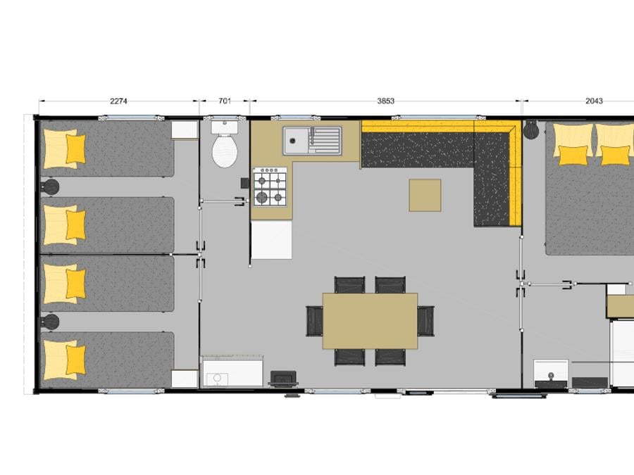 Mobilhome 6 personnes - Mobil ROMARIN climatisé 3 chambres (31m²) 2