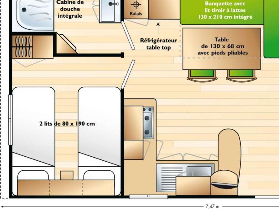 Mobilhome 6 personnes - LE CIEL 2 Ch Clim et TV 5